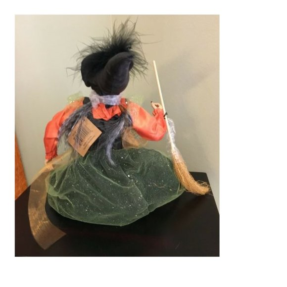 New Ritzy Glam Halloween Witch Doll Shelf Sitter Leg Dangler w/ Broom 29" - Picture 6 of 6